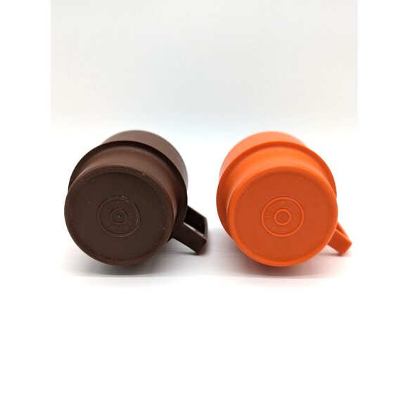 Vintage 1980's Tupperware Stackable Harvest Orange and Brown 2pc Cup Set - Picture 3 of 5